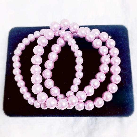 🆕3pc LUXE Stackable Faux Pink Pearl Bracelet Set
Handmade Power Stretch Layered - Picture 3 of 15
